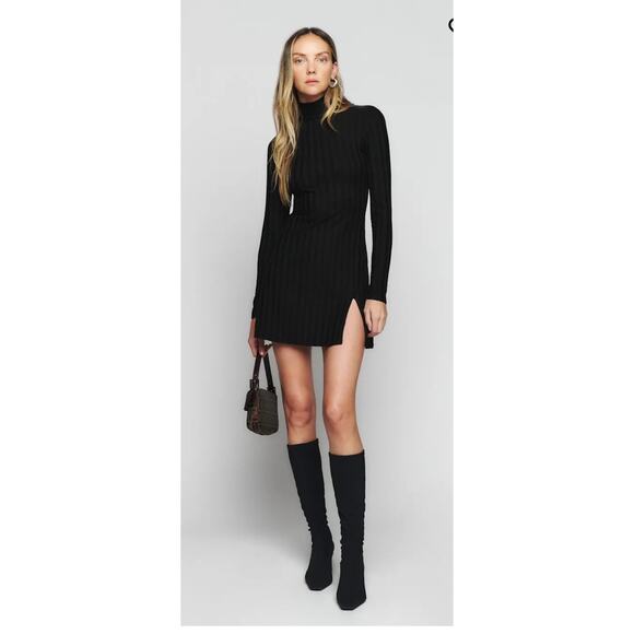 Reformation Libra Knit Dress-BLACK-XS (New with Tags) - Picture 1 of 6